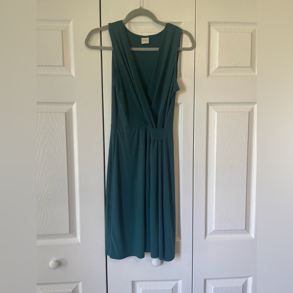 Green work dress.